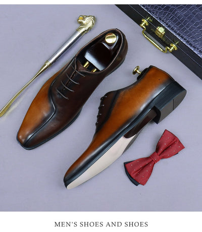 Zapatos Formales de Cuero para Hombre Estilo Británico con Diseño Bicolor - Image 14