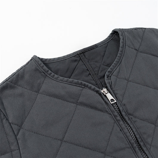 Chaqueta Acolchada de Algodón con Cuello Redondo y Diamantes Clásicos - Image 12