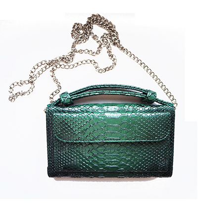 Cartera Clutch con Patrón Serpiente y Cadena Desmontable - Image 10