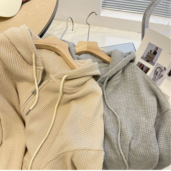 Cardigan Suelto con Capucha y Cierre de Cremallera para Mujer