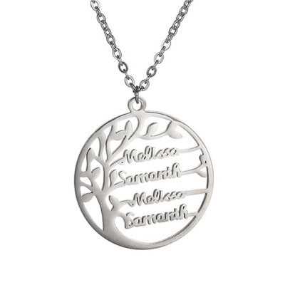 Collar Árbol de la Vida Personalizado con Nombres de Familia - Joya Vintage para Mamá, Papá e Hijos