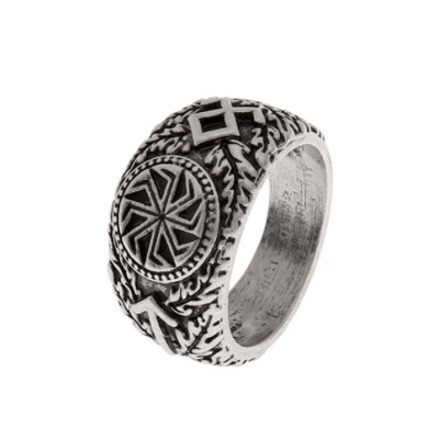 Anillo Nórdico de Runas Vikingas para Hombre en Plata Antigua - Image 4