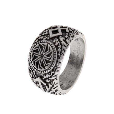 Anillo Nórdico de Runas Vikingas para Hombre en Plata Antigua - Image 4