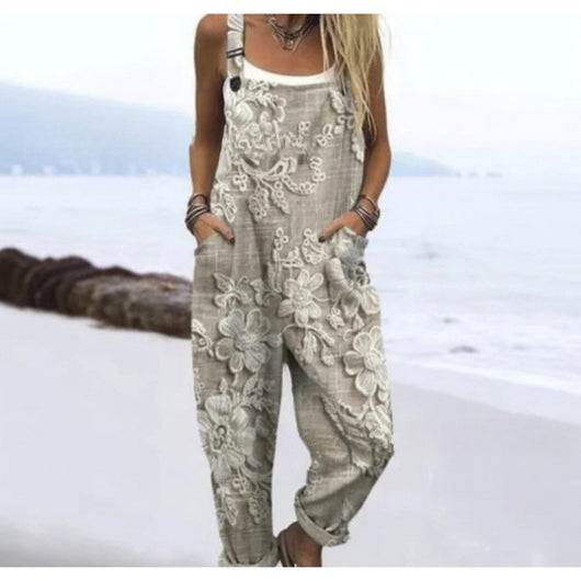 Pantalón Casual de Tiro Alto con Tirantes y Estampado Digital - Image 9