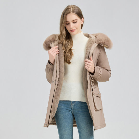 Abrigo Parka Largo Acolchado con Capucha Forrada en Piel para Invierno - Image 2