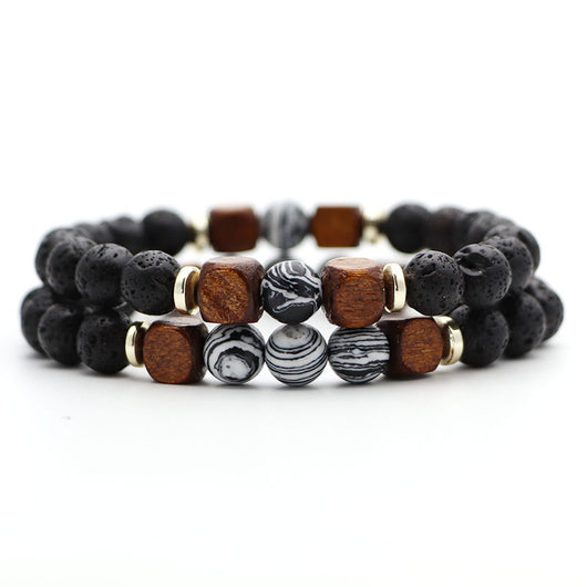 Pulsera de Piedra Volcánica Lava y Ojo de Tigre - Image 38