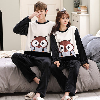 Pijama de Pareja en Felpa Coral para Primavera, Otoño e Invierno - Image 4