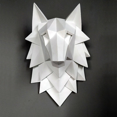 Escultura Abstracta de Cabeza de Lobo 3D - Decoración de Resina Artesanal para Pared - Image 4