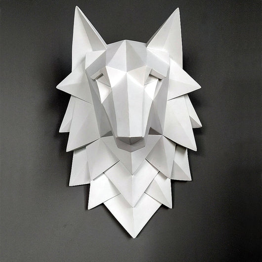 Escultura Abstracta de Cabeza de Lobo 3D - Decoración de Resina Artesanal para Pared - Image 4