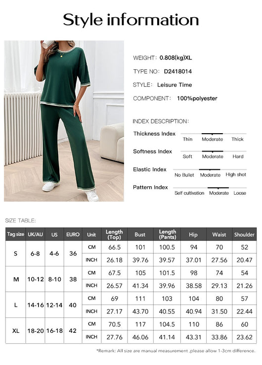 Conjunto de 2 Piezas: Blusa Suelta de Punto con Contraste + Pantalón - Image 7