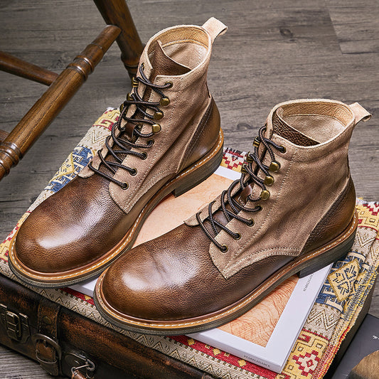 Botas de Cuero Genuino Forradas de Lana - Botas Motociclista Desert Premium para Hombre