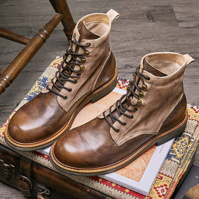 Botas de Cuero Genuino Forradas de Lana - Botas Motociclista Desert Premium para Hombre