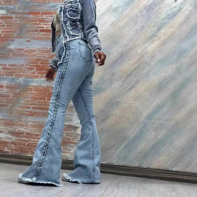Pantalones Acampanados Talle Alto con Cintura Elástica Ajustable - Image 3
