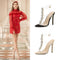 Sandalias Stiletto Transparentes con Piedras de Corazón para Mujer