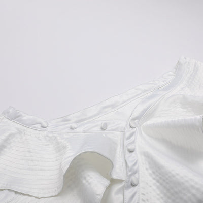 Blusa Elegante con Volantes y Cuello Diagonal - Image 2