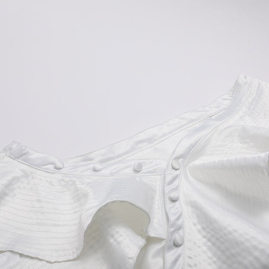 Blusa Elegante con Volantes y Cuello Diagonal - Image 2