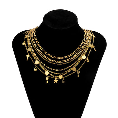 Collar Clavícula Personalizado con Candado de Lentejuelas y Cadena Fina Estrella - Image 10