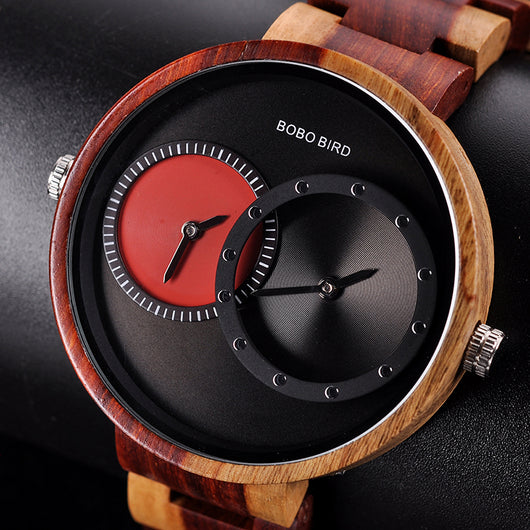 Reloj de Madera BOBO BIRD para Hombre - Doble Zona Horaria - Image 10