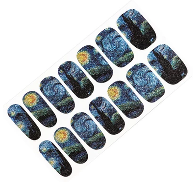 Calcomanías de Manicura Van Gogh Starry Night - 14 Stickers de Uñas con Efecto Fotocurado - Image 4
