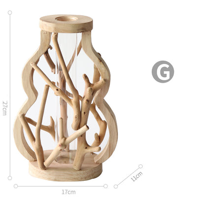Jarrón de Madera Maciza Artesanal con Diseño Decorativo para Flores y Plantas Hidropónicas - Image 17