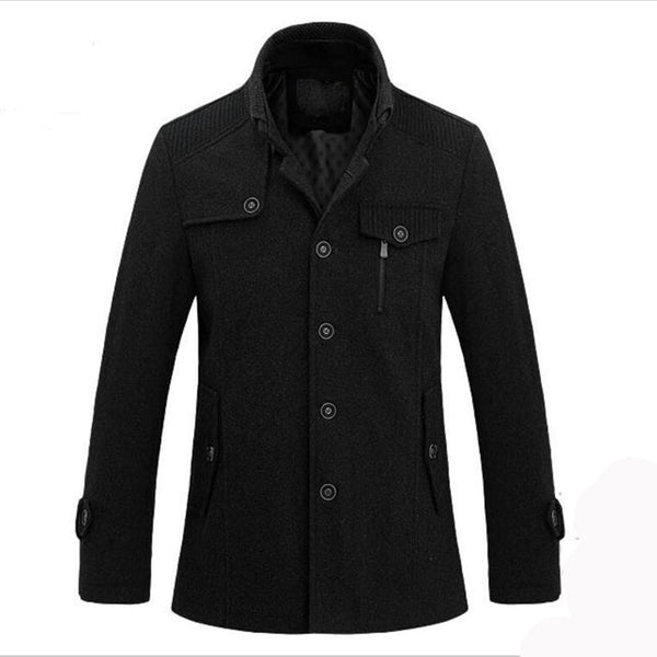Abrigo Polar Tipo Trench Tejido Largo Medio para Hombre