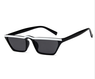 White flat top sunglasses with dark square lenses and a black accent line along the top of the frame. - Image 7