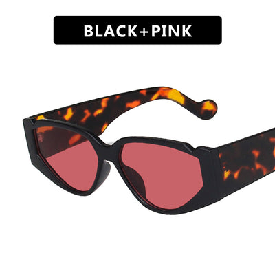 Vintage triangle notch sunglasses with brown lenses and leopard print frames and temples. - Image 14