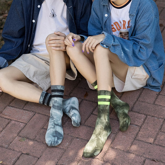 Calcetines para Parejas Tubo Alto Otoño Invierno con Diseño de Rayas - Image 2