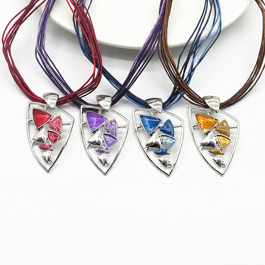 Conjunto de Collar y Aretes Triangulares con Efecto Goteo - Image 2