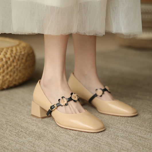 Tacones Altos Retro Francés Punta Cuadrada Primavera - Image 14