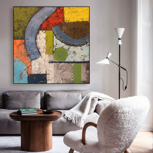 Cuadro Abstracto Moderno Estilo Medieval - Pintura al Óleo Texturizada para Pared - Image 4