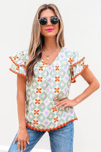 Blusa Chifón Estampado Geométrico Multicolor para Mujer - Image 16