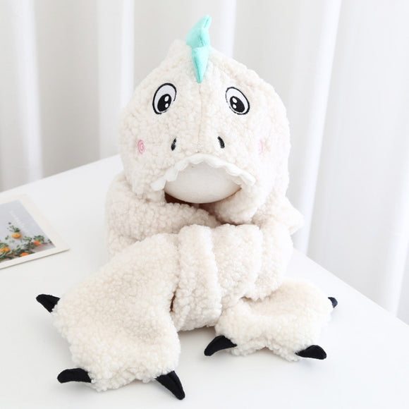 Gorro Infantil Dinosaurio Peluche Cálido para Invierno