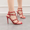Tacones Altos Retro Sexy para Discoteca - Sandalias de Cuero Charol con Remaches Metálicos Estilo Romana