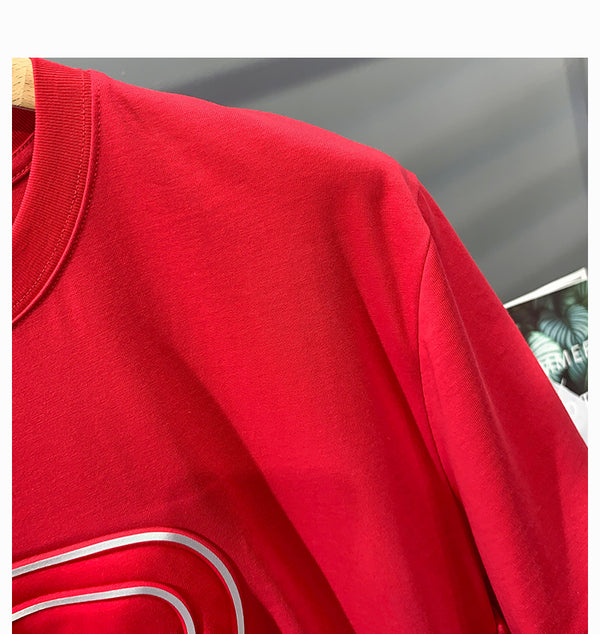 Camiseta Roja Cuello Redondo Manga Corta para Hombre - Estilo Tendencia