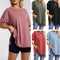 Camiseta Suelta de Algodón con Aberturas Laterales para Mujer