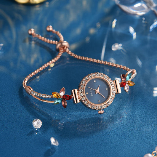 Reloj de Mujer con Diamantes Redondo de Moda con Pulsera Ajustable - Image 5