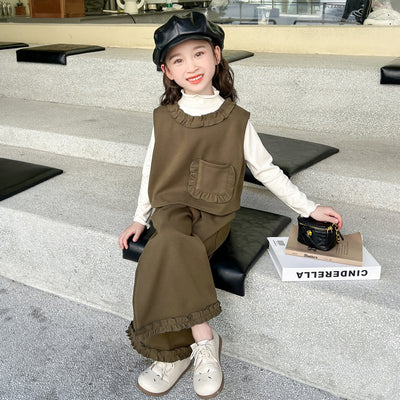 Conjunto de Tres Piezas: Chaleco Stringy Selvedge Fashionable para Niñas - Image 6