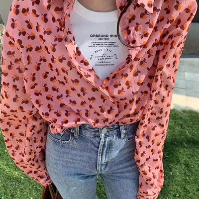 Blusa Floral Romántica de Solapa y Manga Larga para Mujer - Image 7