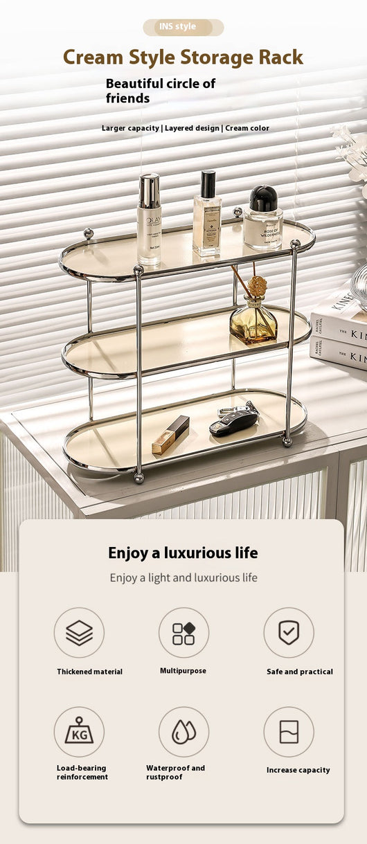 Organizador de Baño Multicapa Estilo Cream - Estantería de Almacenamiento Lujo sin Perforación - Image 8