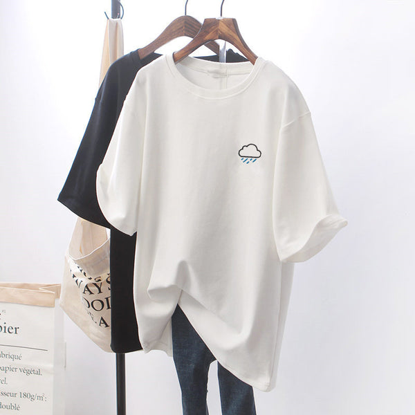 Camiseta Blanca Suelta de Manga Corta - Estilo Minimalista Chic para Mujer