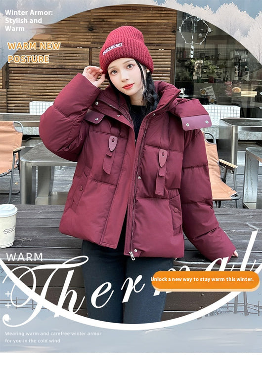 Chaqueta Corta Acolchada con Capucha para Mujer - Image 11