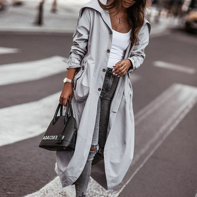 Gabardina Casual de Solapa Midi para Mujer - Estilo Versátil - Image 4