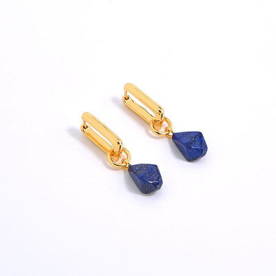 Collar Geométrico Ágata Azul Oro Natural con Ojo de Tigre 3D - Image 10