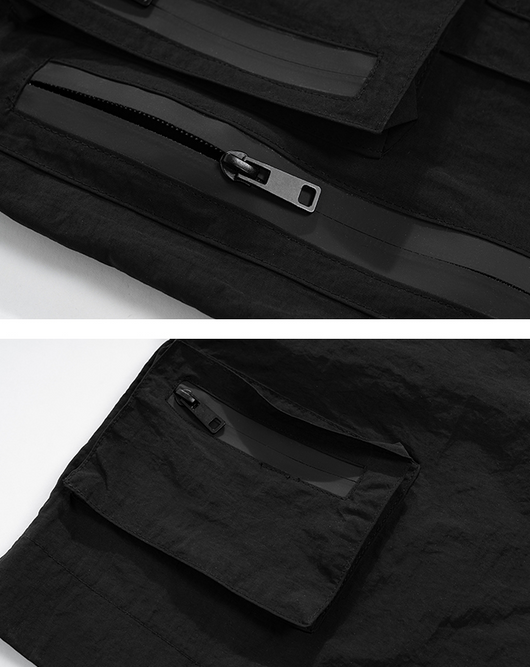Shorts Urbanos Laminados con Cremallera y Múltiples Bolsillos - Image 11
