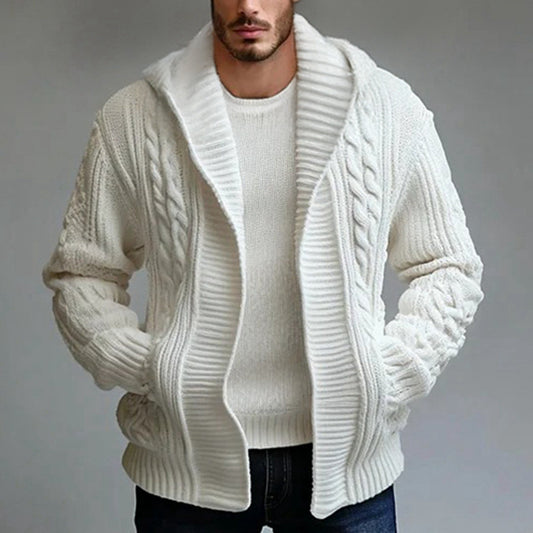 Cardigan Tejido Trenzado para Hombre - Estilo Europeo y Americano