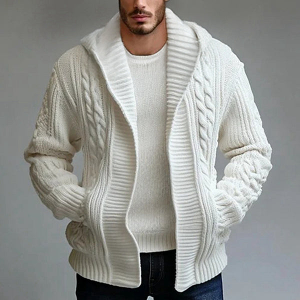 Cardigan Tejido Trenzado para Hombre - Estilo Europeo y Americano