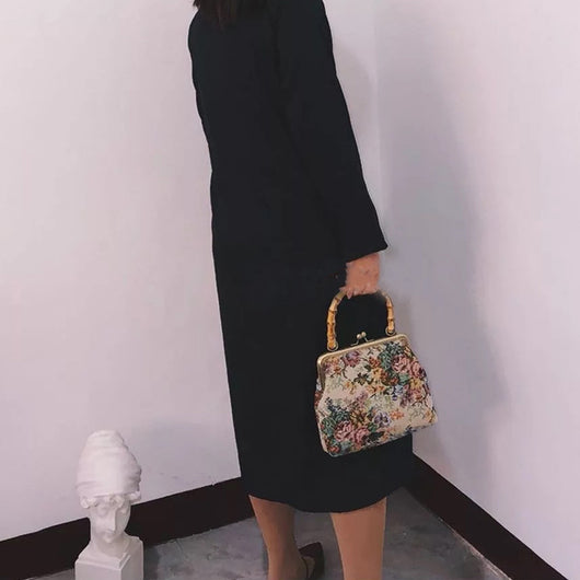 Bolsa Mensajera Bambú con Estampado Floral Retro - Image 10
