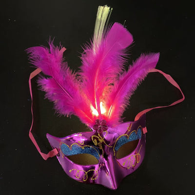 Máscara de Fibra Óptica Luminosa Princesa Mascarada LED con Plumas para Niños - Image 10