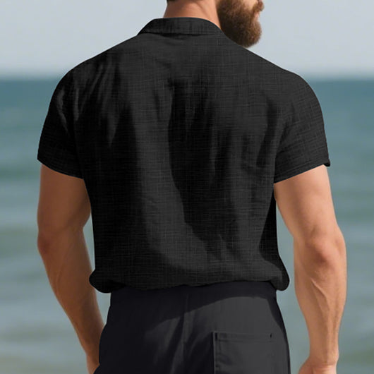 Camisa Suelta de Solapa Lisa para Hombre - Estilo Casual Festivo - Image 29